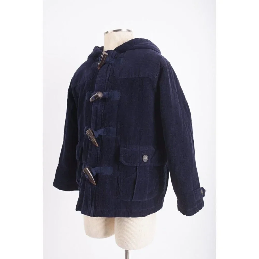 Gymboree Kids Toddler Toggle Coat 2T Corduroy Fleece lined Navy Blue Hooded